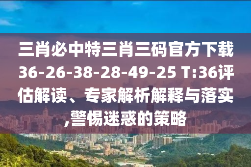 三肖必中特三肖三碼官方下載36-26-38-28-49-25 T:36評(píng)估解讀、專(zhuān)家解析解釋與落實(shí),警惕迷惑的策略